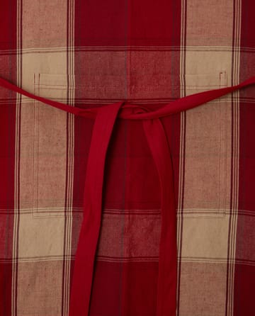 Checked linen-cotton apron 80x105 cm - Red-beige - Lexington