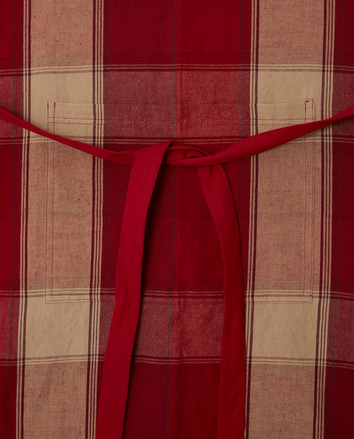 Checked linen-cotton apron 80x105 cm, Red-beige Lexington