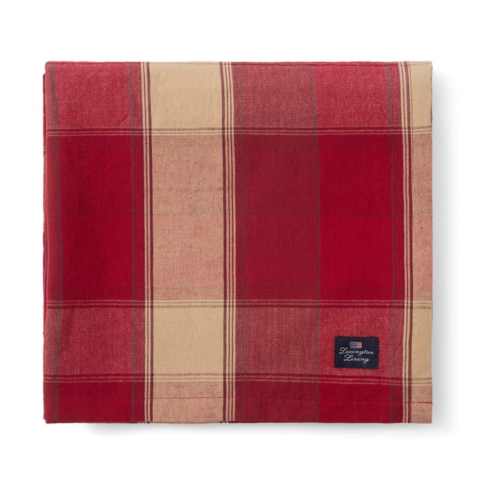 Checked linen-cotton tablecloth 150x250 cm - Red-beige - Lexington