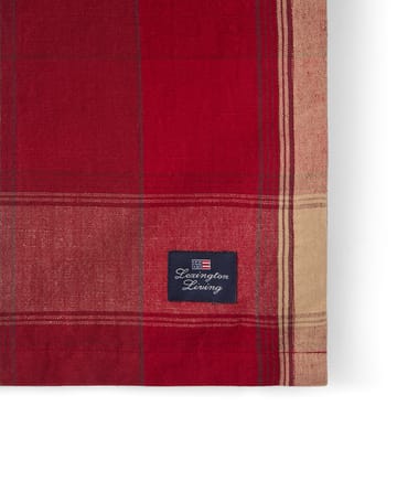 Checked linen-cotton tablecloth 150x350 cm - Red-beige - Lexington