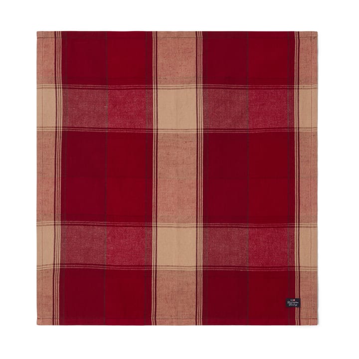 Checked linen-cotton tablecloth napkin 50x50 cm, Red-beige Lexington