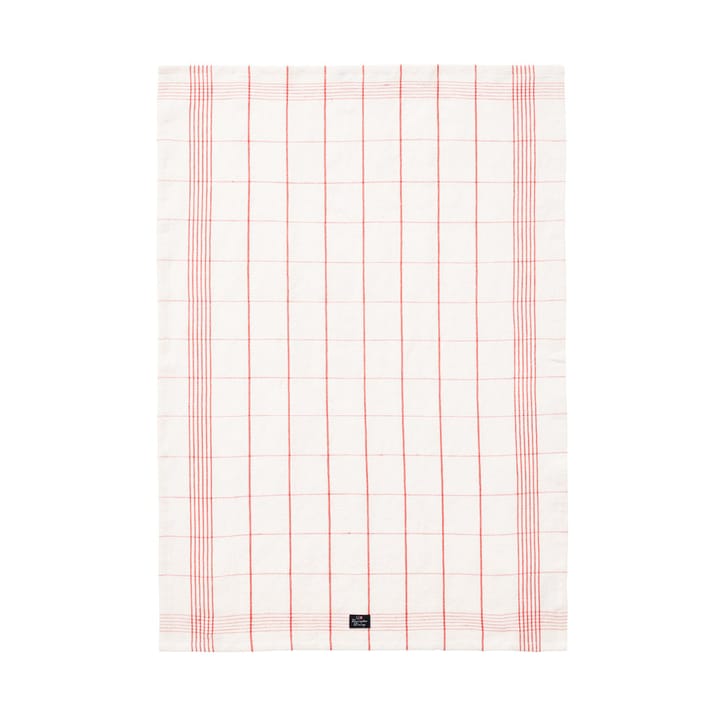 Checked Linen/Cotton kitchen towel 50x70 cm, White-red Lexington