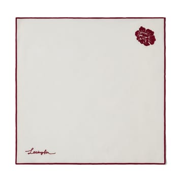 Flower linen-cotton napkin 50x50 cm - White-Red - Lexington