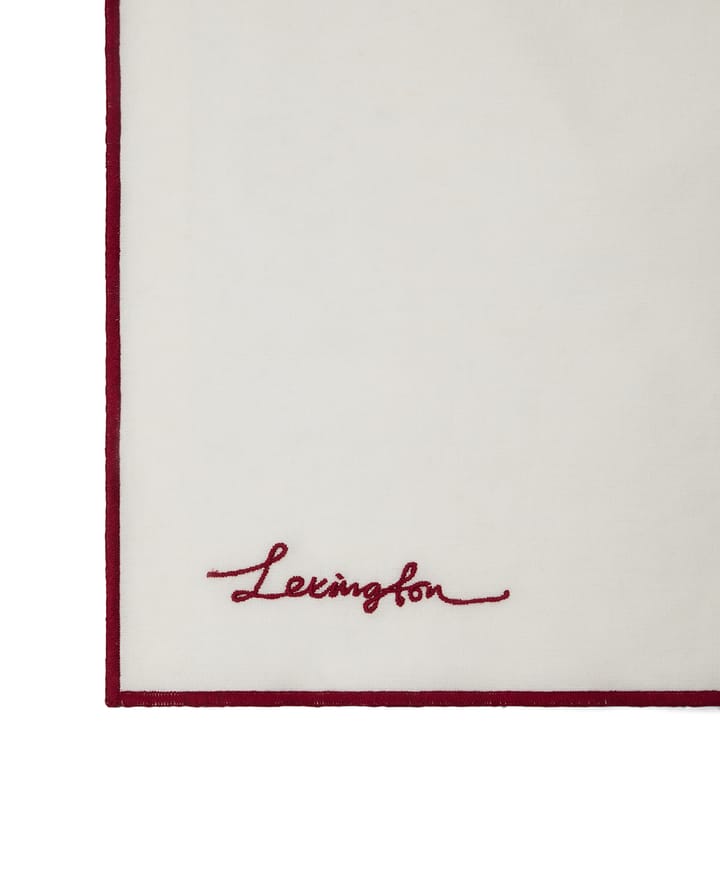 Flower linen-cotton napkin 50x50 cm, White-Red Lexington