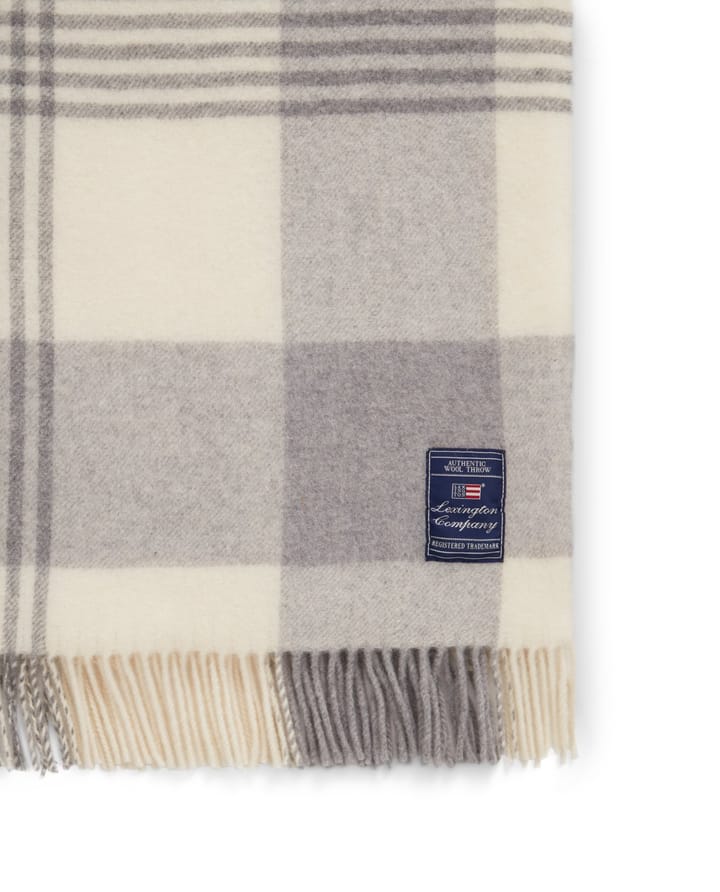 grey Checked Recycled Wool throw 130x170 cm, grey-white Lexington