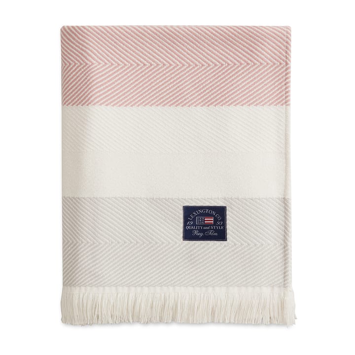 Herringbone Striped Recycled cotton throw, White-pink Lexington