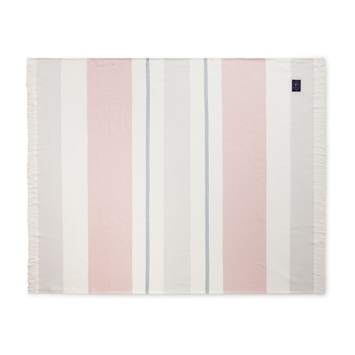 Herringbone Striped Recycled cotton throw, White-pink Lexington