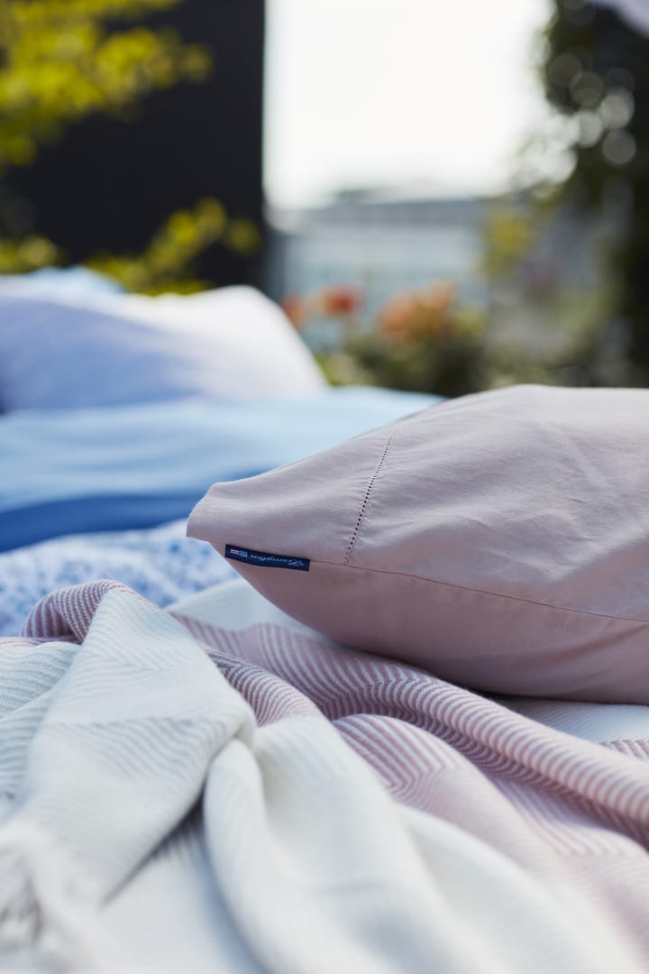 Herringbone Striped Recycled cotton throw, White-pink Lexington