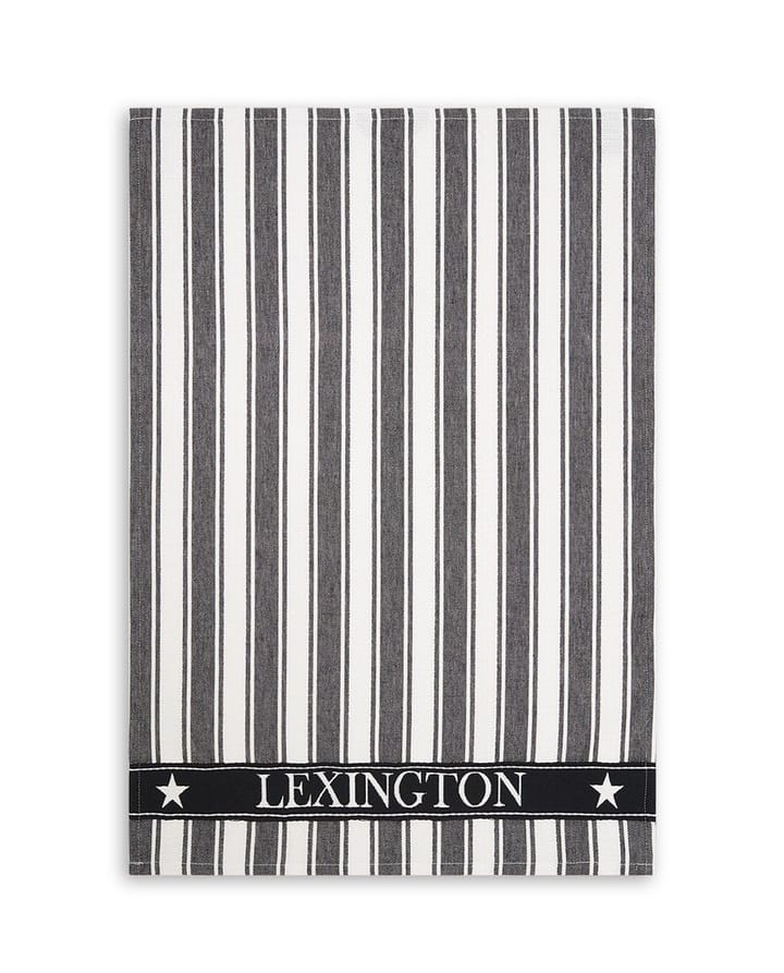 Icons striped kitchen towel Waffle 50x70 cm, Black-white Lexington