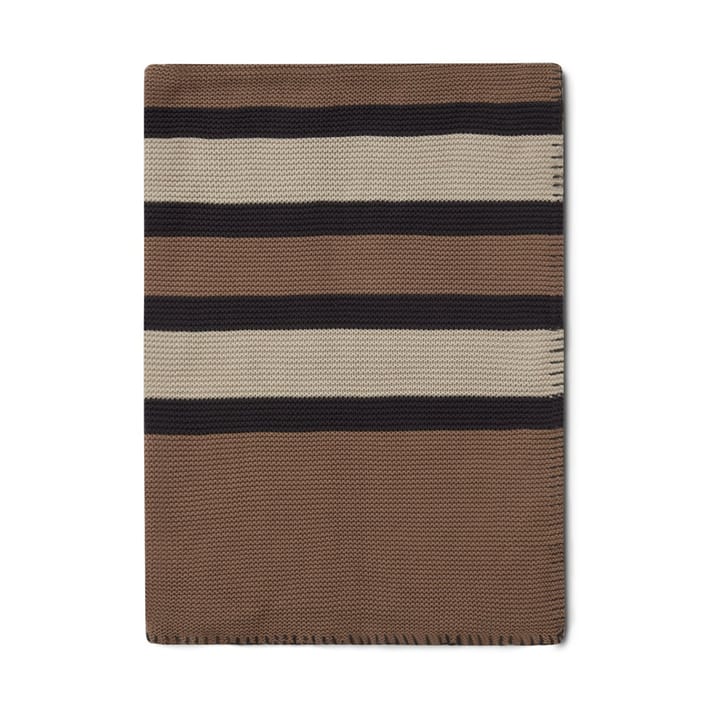 Striped Knitted Cotton throw 130x170 cm, Brown-beige-dark gray Lexington