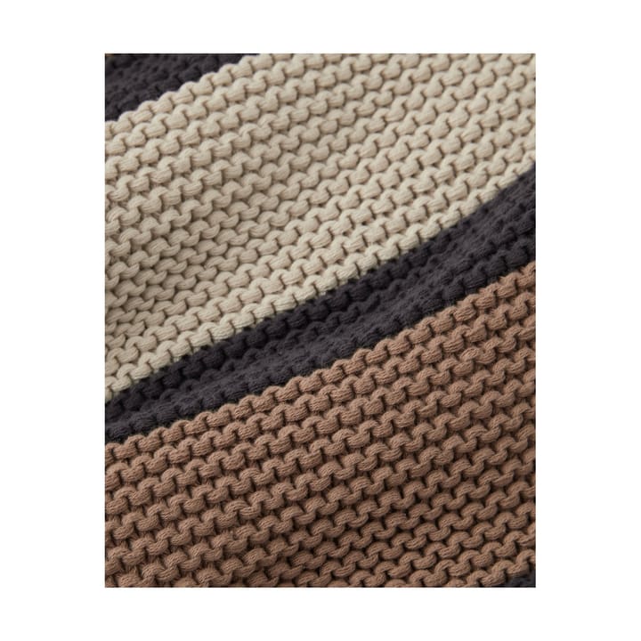 Striped Knitted Cotton throw 130x170 cm, Brown-beige-dark gray Lexington