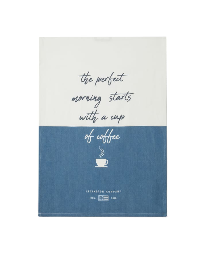 The Perfect Morning organic kitchen towel 50x70 cm - White-blue - Lexington