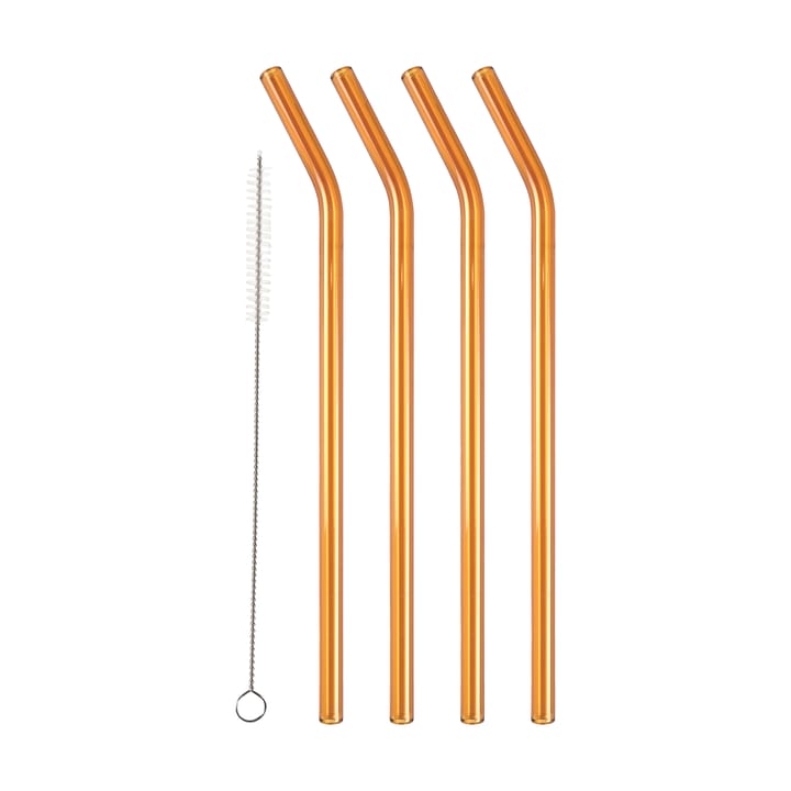 Lyngby Glas straws 21.5 cm 4-pack - Amber - Lyngby Glas