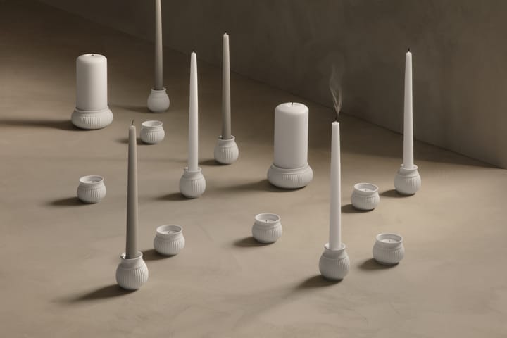 Curve Block candle sticks Ø11 cm, White Lyngby Porcelæn