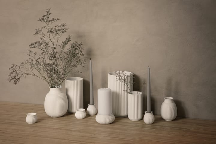 Curve Block candle sticks Ø11 cm, White Lyngby Porcelæn