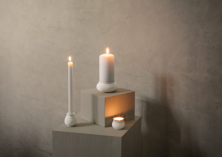 Curve Block candle sticks Ø11 cm, White Lyngby Porcelæn