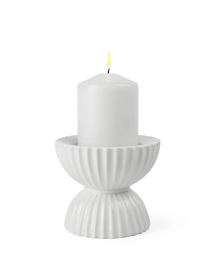 Lyngby Tura block candle holder Ø11.5 cm, White Lyngby Porcelæn