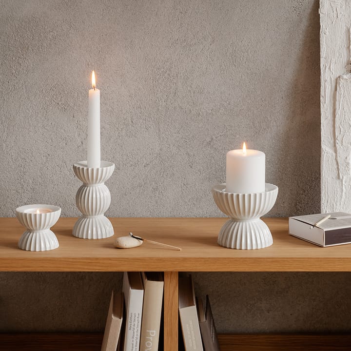 Lyngby Tura block candle holder Ø11.5 cm, White Lyngby Porcelæn