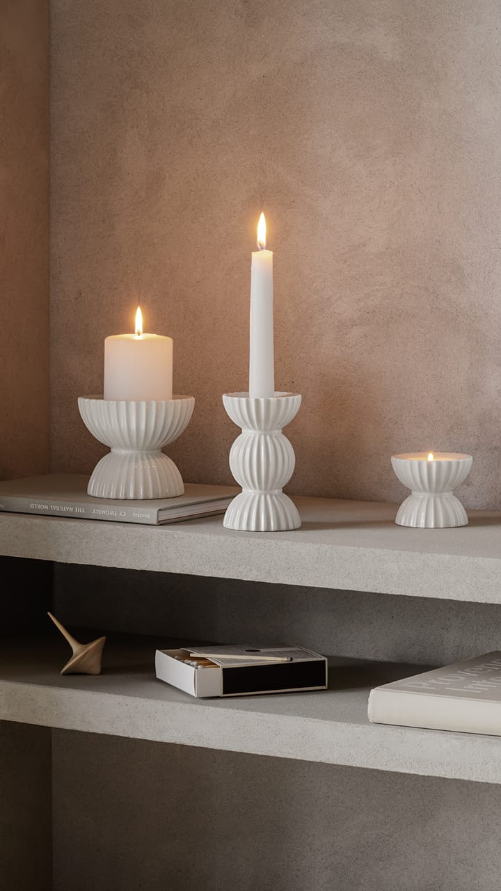 Lyngby Tura block candle holder Ø11.5 cm, White Lyngby Porcelæn