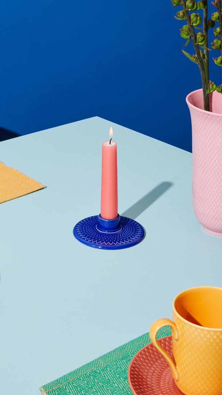 Rhombe candle holder 3 cm, Dark blue Lyngby Porcelæn