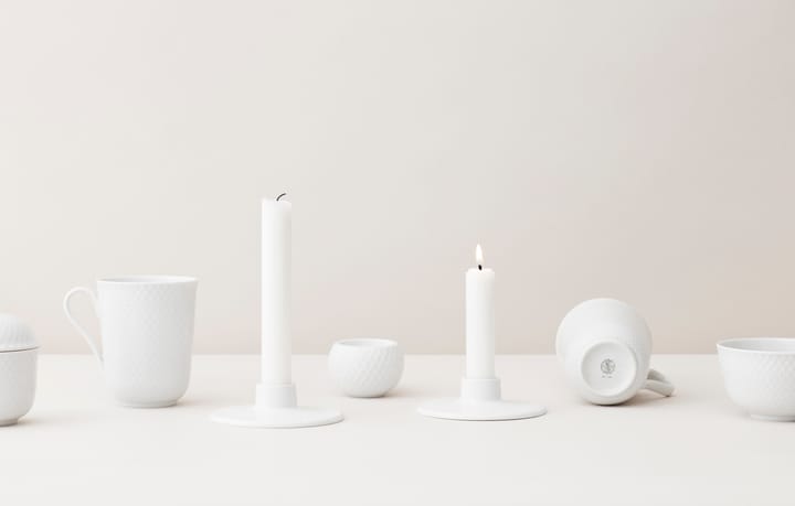 Rhombe candle holder 3 cm, White Lyngby Porcelæn