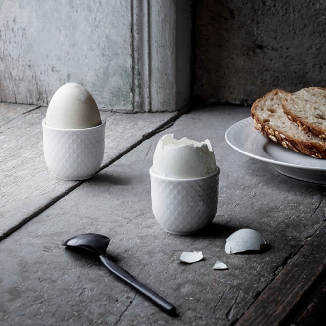 Rhombe egg cup. 2-pack, white Lyngby Porcelæn