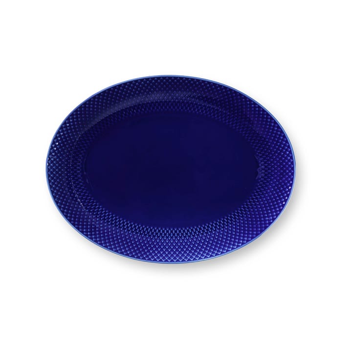 Rhombe oval serving saucer 35x26,5 cm, Dark blue Lyngby Porcelæn