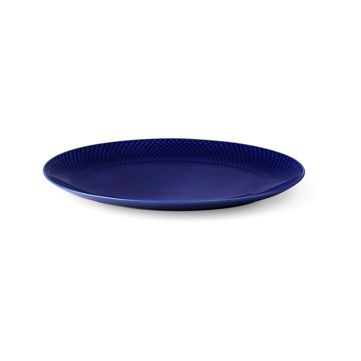 Rhombe oval serving saucer 35x26,5 cm, Dark blue Lyngby Porcelæn