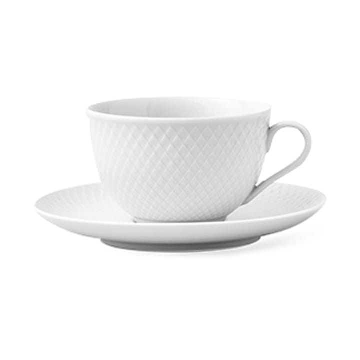 Rhombe tea cup with saucer 24 cl, White Lyngby Porcelæn