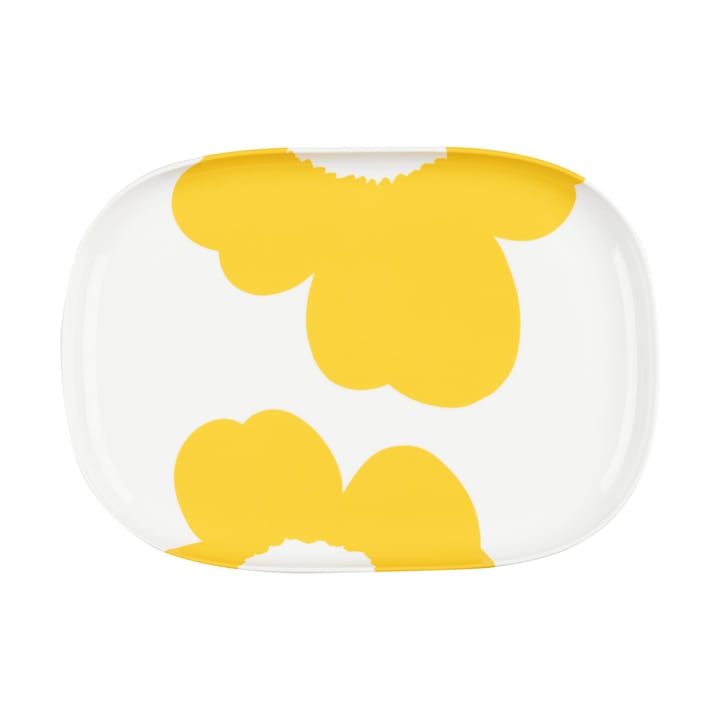 Iso Unikko serving platter 25x36 cm, White-spring yellow Marimekko