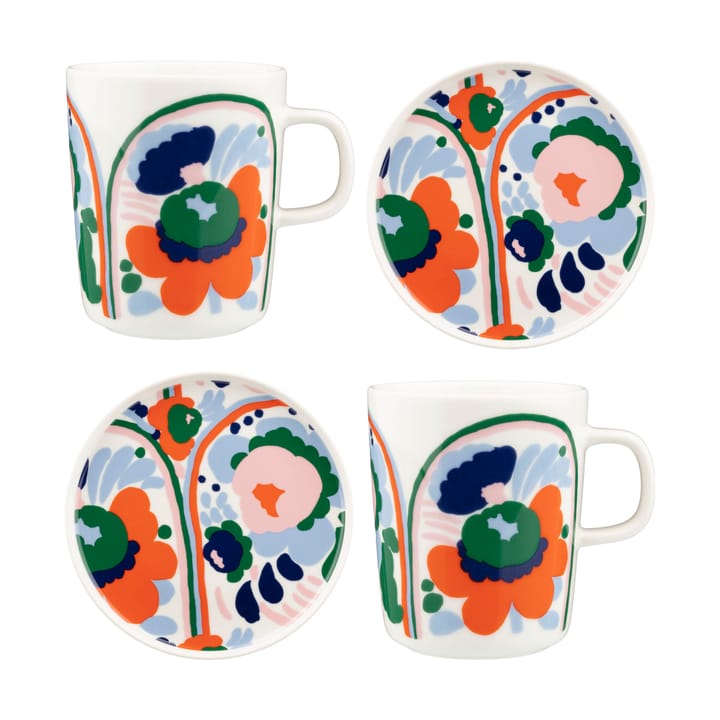 Karuselli serving set 4 pieces - White-orange-blue-emerald - Marimekko