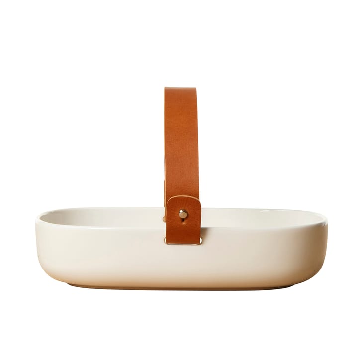 Koppa serving bowl with leather strap, white Marimekko