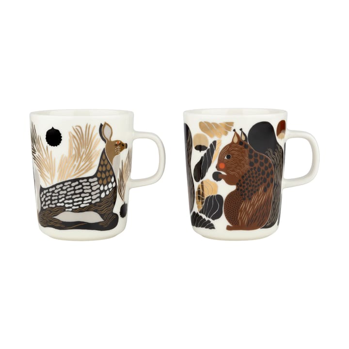 Kurre & Peura mug 25 cl 2 pieces - White-brown-green - Marimekko