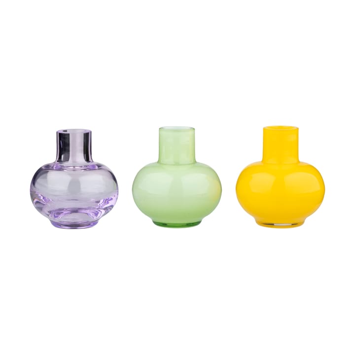 Mini vase 3 pieces - Pale green-lemon-amethyst - Marimekko