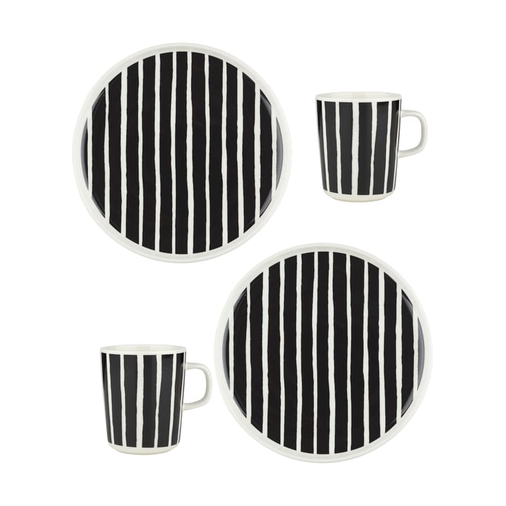 Oiva Piccolo breakfast set 4 pieces, White-black Marimekko