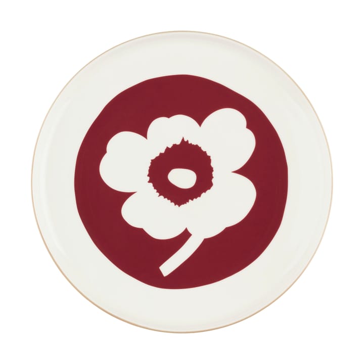 Oiva Unikko plate Ø25 cm, White-dark cherry-brown Marimekko