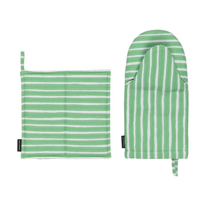 Piccolo pot holder + oven mitt 2 pieces, Light grey-spring green Marimekko