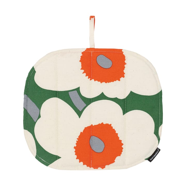 Pieni Unikko pot holder 21,5x21,5 cm, Green-cotton-orange Marimekko