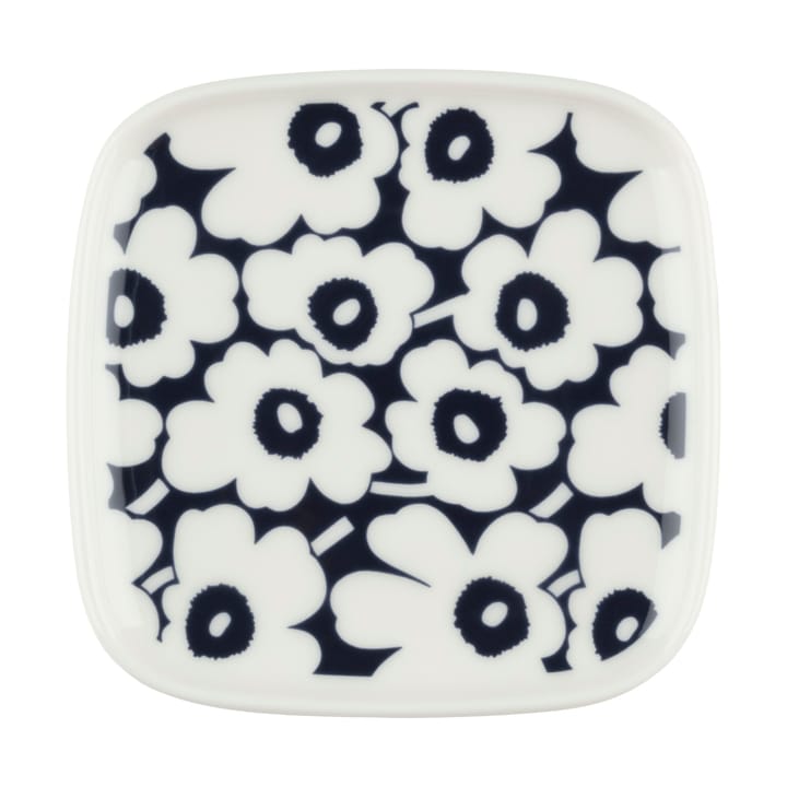 Pikkuinen Unikko side plate 10x10 cm - Dark blue-white - Marimekko