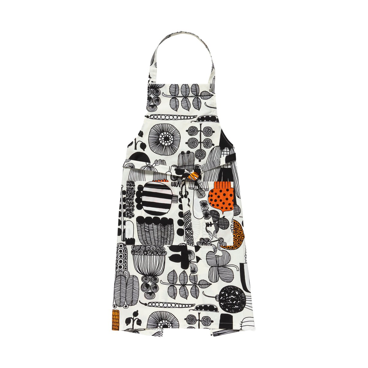 Marimekko Puutarhurin parhaat apron White-black-orange