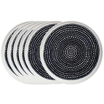 Räsymatto plate 20 cm 6-pack black small dots - undefined - Marimekko