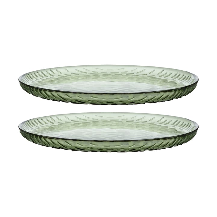 Syksy side plate glass Ø17 cm 2-pack - Olive - Marimekko