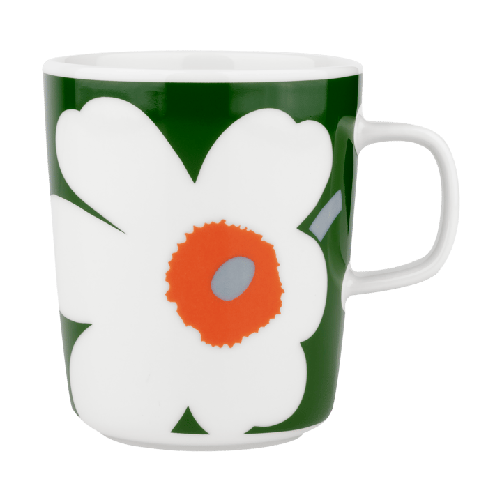 Unikko 60 year anniversary mug 25 cl, White-green-orange Marimekko