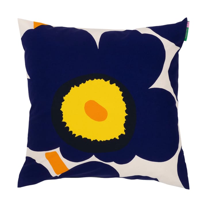 Unikko 60th Anniversary cushion cover 50x50 cm, Cotton-d. blue-yellow-orange Marimekko