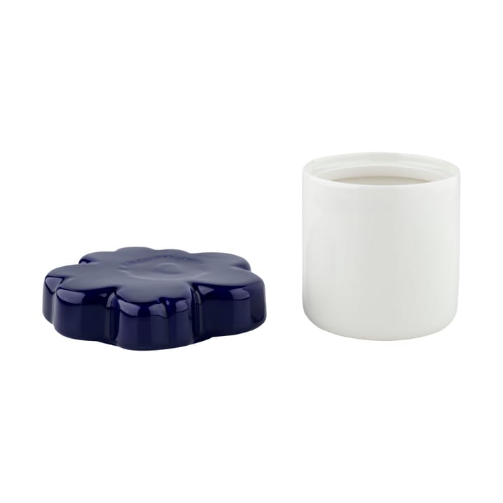 Unikko 60th Anniversary jar Ø6.5x15.5 cm, White-d. blue Marimekko