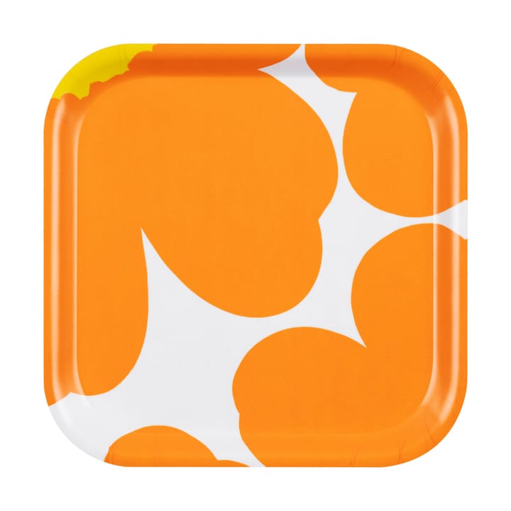 Unikko 60th Anniversary tray 20x20 cm, White-orange-yellow Marimekko