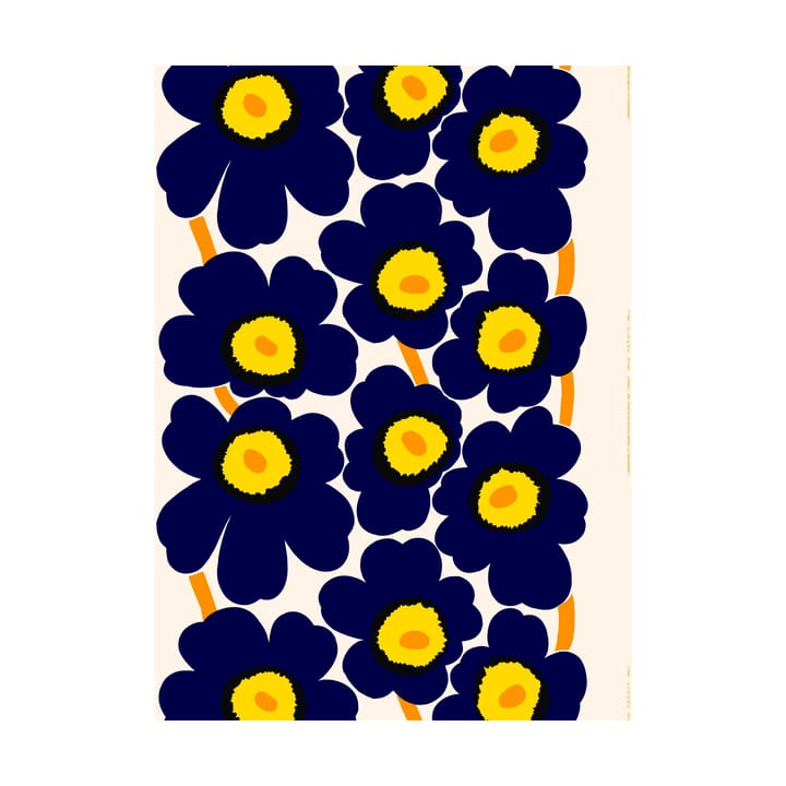 Unikko fabric heavyweight cotton, Cotton-d. blue-yellow-orange Marimekko