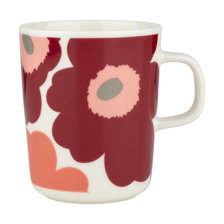 Unikko mug 25 cl - White-dark cherry-salmon red - Marimekko