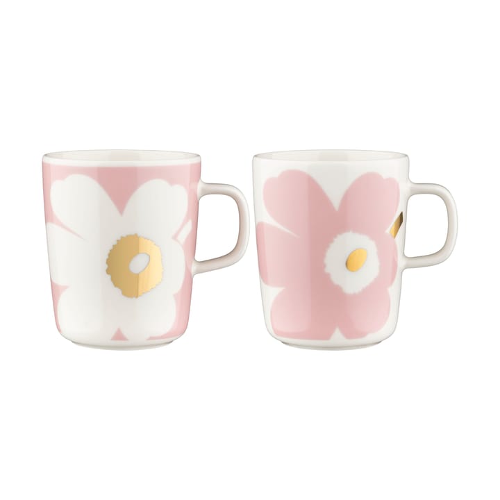 Unikko mug 2.5 dl 2 pack - White-Light pink-gold - Marimekko