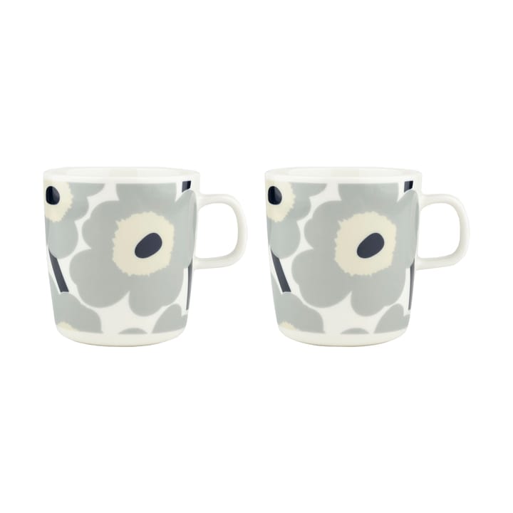 Unikko mug 40 cl 2-pack, White-light grey-sand-dark blue Marimekko